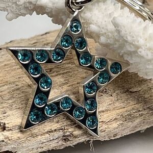 Blue Crystal Cut Out Star Purse Charm/Key Chain COACH